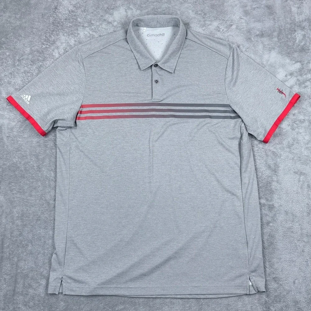 Adidas ClimaChill Golf Polo Shirt Men Large Gray Athletic‎ Performance Stretch
